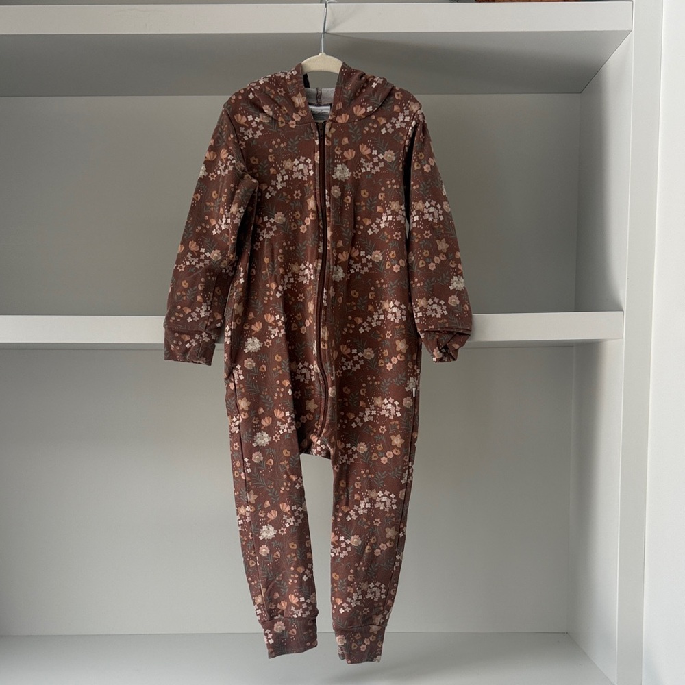 Jax & Lennon Kids Floral Hooded Romper - Brown - Autumn Floral
